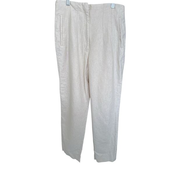 Zara Women’s Collection Linen Straight Leg Pants Ivory Size Small - Picture 1 of 8